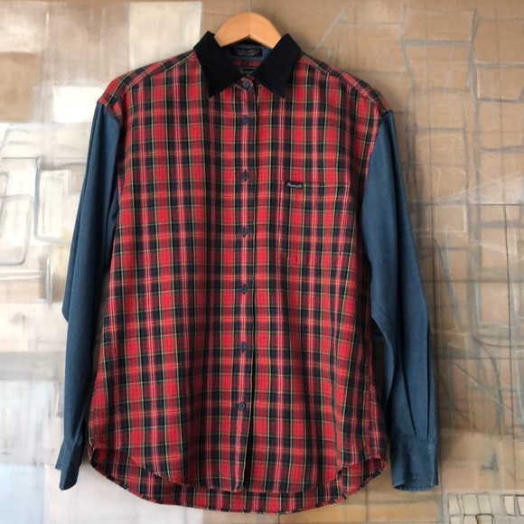 Faconnable Tops - Facconable Tailored Plaid & Denim Shirt